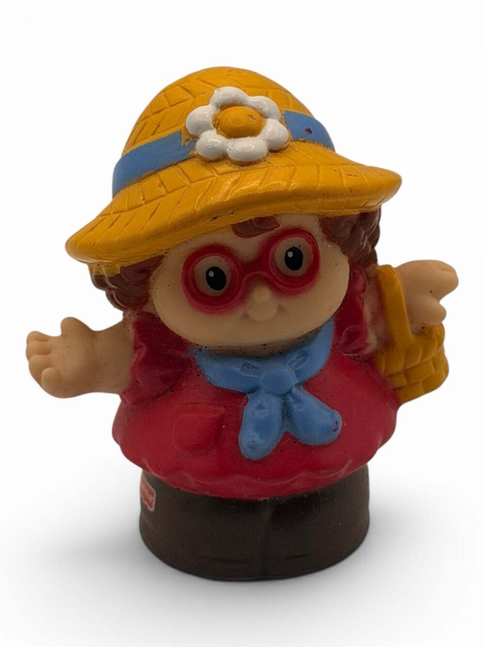 Fisher Price Little People Maggie Ready For A Party Red Dress W/ Hat & Basket
